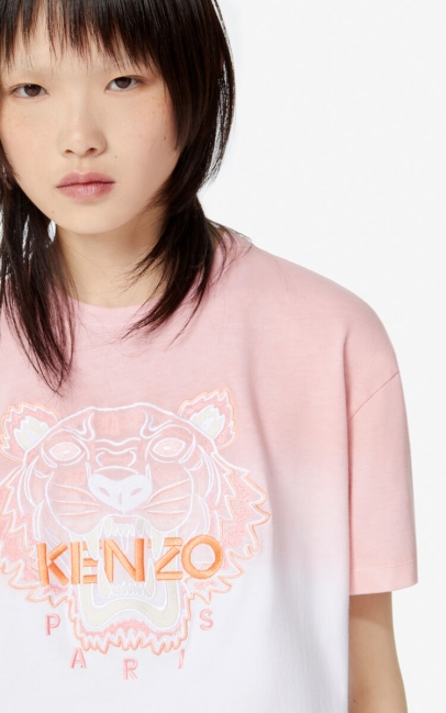 Kenzo Women Gradient Tiger T-shirt Flamingo Pink